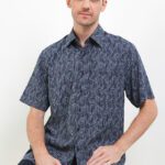 Kemeja Lengan Pendek Pierre Cardin Admiral Blue Print - Blue Smart Casual Look