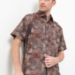 Kemeja Lengan Pendek Pierre Cardin Bison Hide Print -  Brown Smart Casual Look