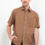 Kemeja Lengan Pendek Pierre Cardin Roasted Espresso Check -  Brown Smart Casual Look