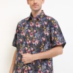 Kemeja Lengan Pendek Pierre Cardin Printed Jattore Luc - Dark Blue Regular Casual