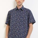 Kemeja Lengan Pendek Pierre Cardin Printed Hatoirre Dem - Dark Blue Regular Casual