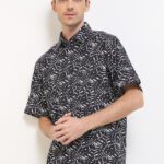 Kemeja Lengan Pendek Pierre Cardin Printed Jorge - Black Regular Casual