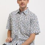 Kemeja Lengan Pendek Pierre Cardin Printed Russel Luc - White Regular Casual