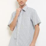 Kemeja Lengan Pendek Pierre Cardin Printed Aleaume Rec - White Regular Casual