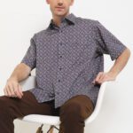 Kemeja Lengan Pendek Pierre Cardin Printed Rossel - Navy Regular Casual