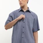 Pierre Cardin Smart Casual Shirt Negura Print - Regular Short Navy