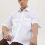 Pierre Cardin Smart Formal Safari Shirt Solid Reccy - Regular Double Short Non Placket White
