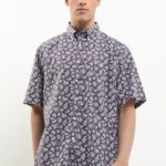 Pierre Cardin Business Casual Shirt Horea Print - Regular Short Black