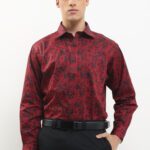 Pierre Cardin Business Casual Shirt Piero Print - Regular Long Red