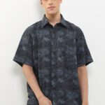 Pierre Cardin Business Casual Shirt Anore Print - Regular Short Black