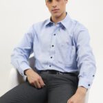 Pierre Cardin Business Casual Shirt Lenka Print - Regular Long Blue