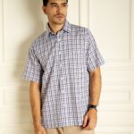 Kemeja Lengan Pendek Pierre Cardin TechnoShirt Checkered Marc - Navy Cotton Smart Casual