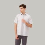 Kemeja Lengan Pendek Pierre Cardin The Checkered Solaris - Creme Smart Casual