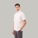 Kemeja Lengan Pendek Pierre Cardin Solid Zen White - White Linen Smart Casual