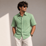 Kemeja Lengan Pendek Pierre Cardin Check Oreggian - Smart Casual Green
