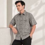 Pierre Cardin Smart Formal Shirt Giza Print - Regular Short Grey