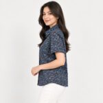 Kemeja Lengan Pendek Pierre Cardin Wanita Regular Botanical Blue