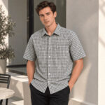 Pierre Cardin Smart Casual Shirt Gingham Check - Regular Short Green