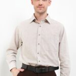 Kemeja Lengan Panjang Regular Pierre Cardin Solid Ecru Sand - Cream Formal Look
