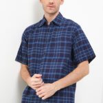 Kemeja Lengan Pendek Pierre Cardin Midnight Valor Check - Blue Smart Casual Look