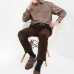 Kemeja Lengan Panjang Regular Pierre Cardin Solid Shadow Play - Light Brown Formal Look