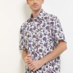 Kemeja Lengan Pendek Pierre Cardin Printed Morecannue - White Regular Casual