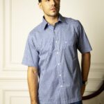 Kemeja Lengan Pendek Pierre Cardin TechnoShirt Orion Storm Blossom - Blue Cotton Smart Casual