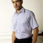 Kemeja Lengan Pendek Pierre Cardin TechnoShirt Vector Flow - Blue Cotton Smart Casual
