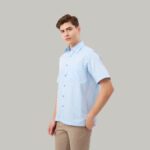 Kemeja Lengan Pendek Pierre Cardin Solid Celeste - Light Blue Cotton Smart Office