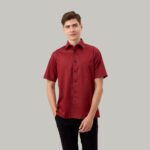 Kemeja Lengan Pendek Pierre Cardin Solid The Merlot - Red Cotton Smart Office