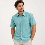 Pierre Cardin Smart Casual Shirt Norell Print - Regular Short Blue